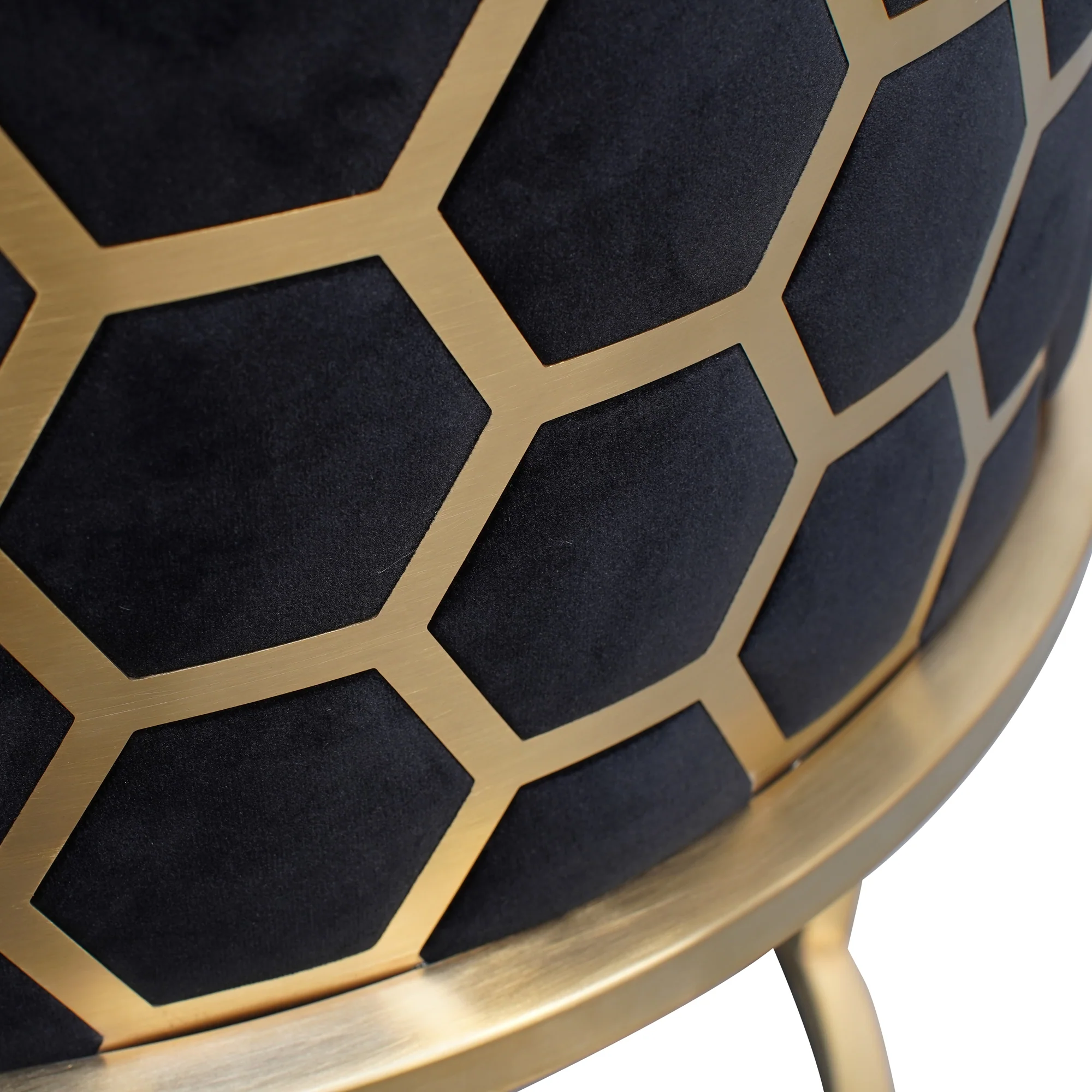 CLC2612-BS Lounge Chair In Black Velvet Seat - Brushed Gold - Image 7