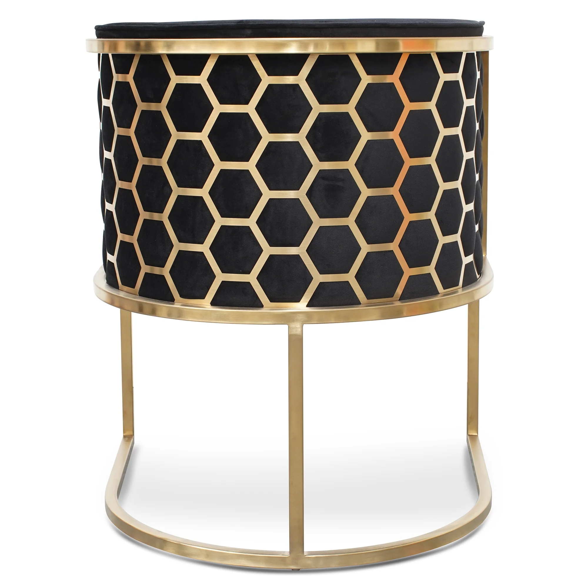 CLC2612-BS Lounge Chair In Black Velvet Seat - Brushed Gold - Image 8