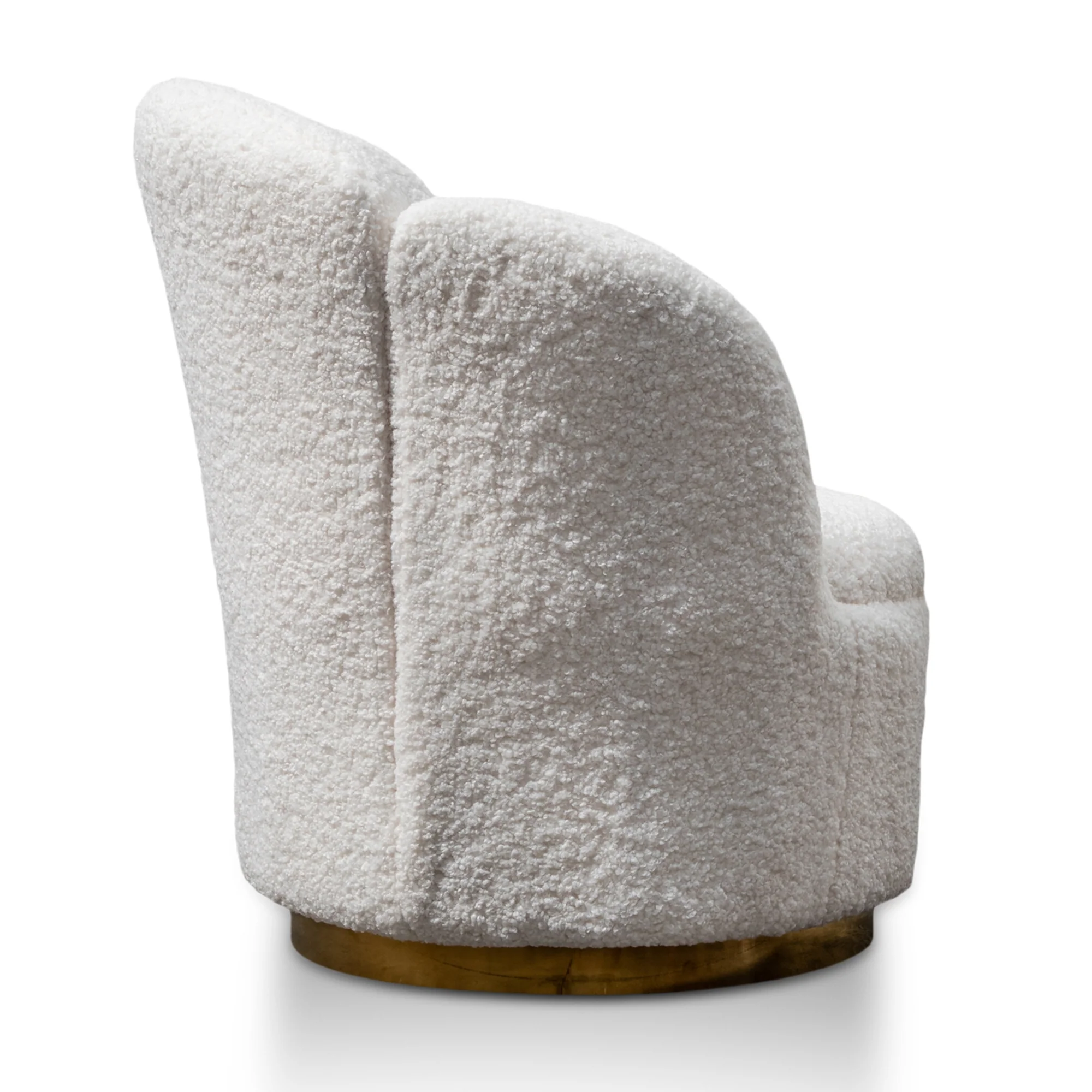 CLC2787-DW Lounge Chair - White synthetic wool Fabric with Brass Gold Base - Image 3