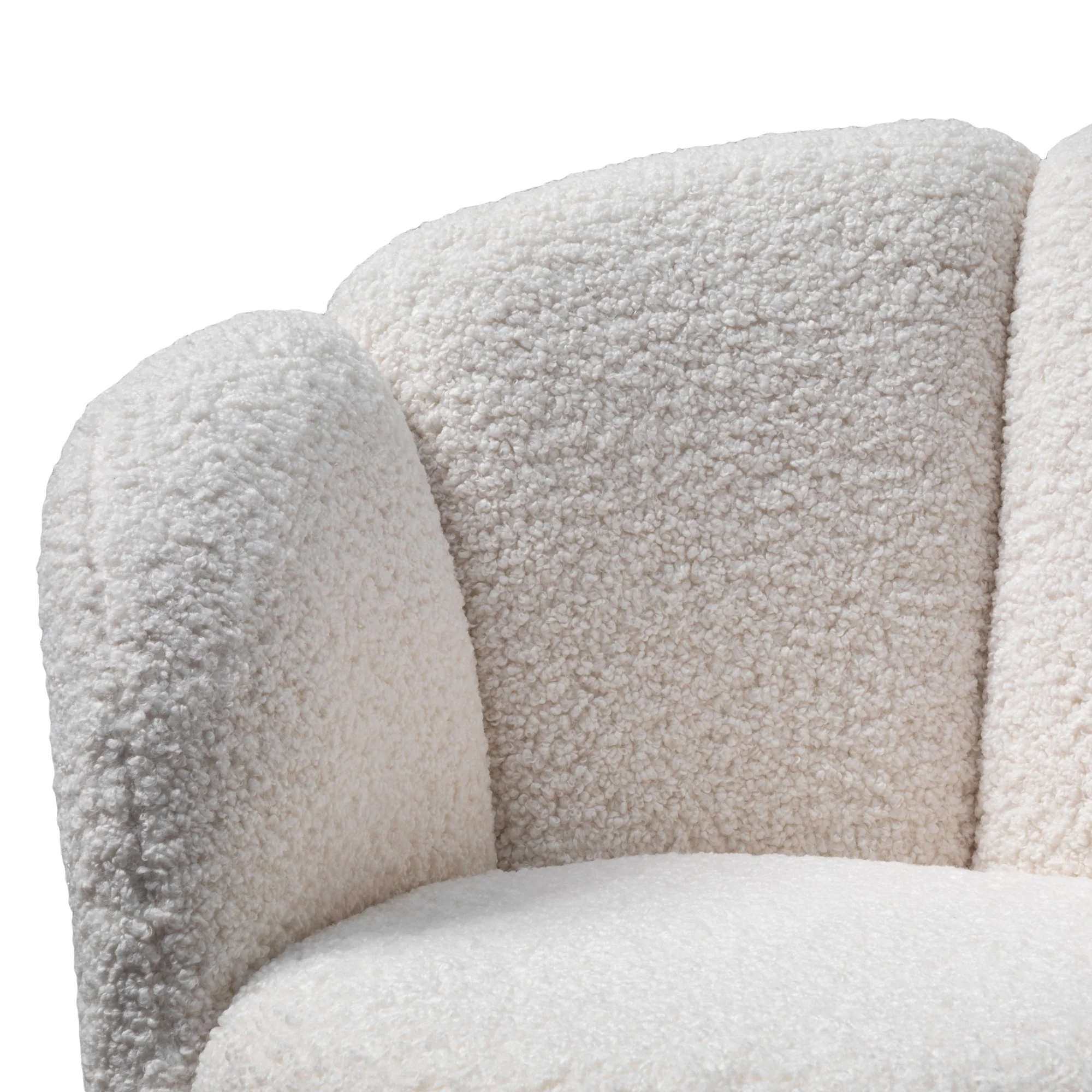 CLC2787-DW Lounge Chair - White synthetic wool Fabric with Brass Gold Base - Image 9