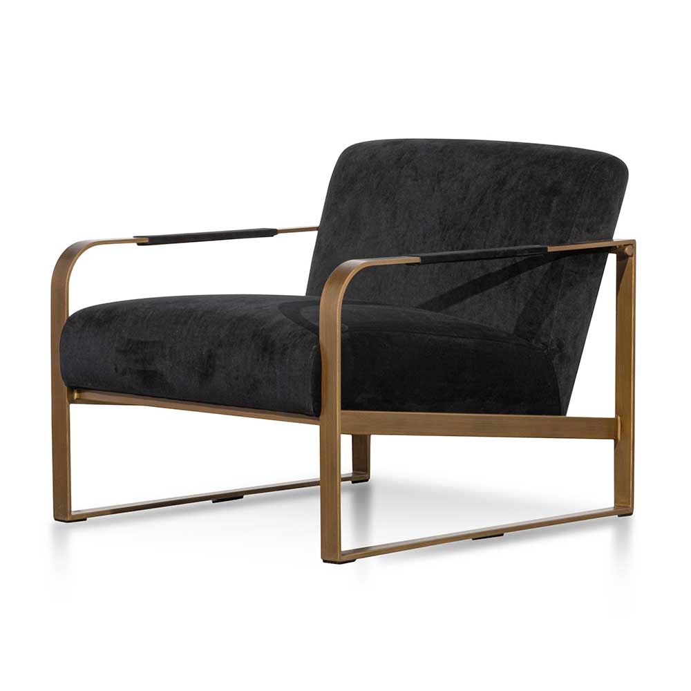 CLC6474-NI Black Velvet Armchair - Antique Golden Frame - Image 3
