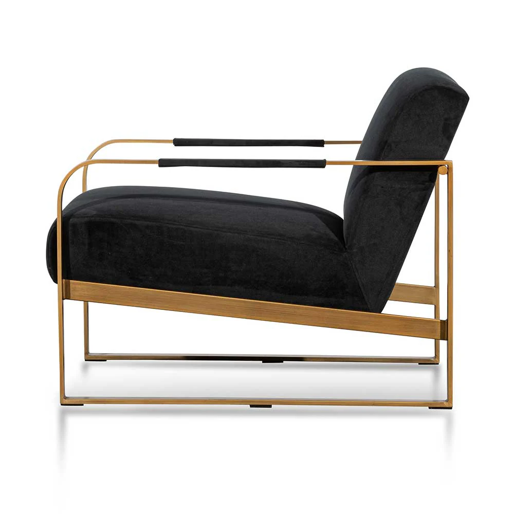 CLC6474-NI Black Velvet Armchair - Antique Golden Frame - Image 4
