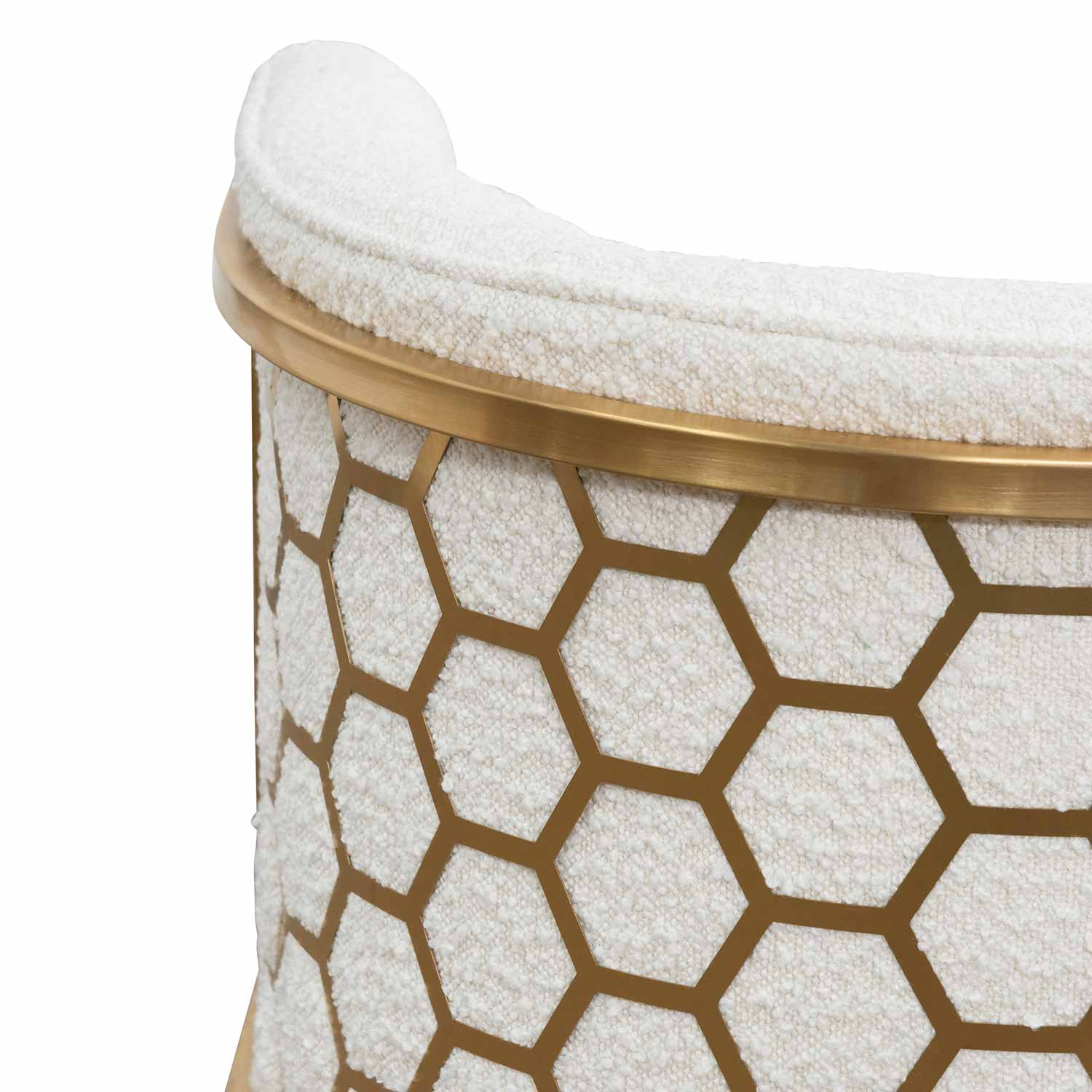 CLC6673-BS Daisy White Boucle Lounge Chair - Brushed Gold - Image 10