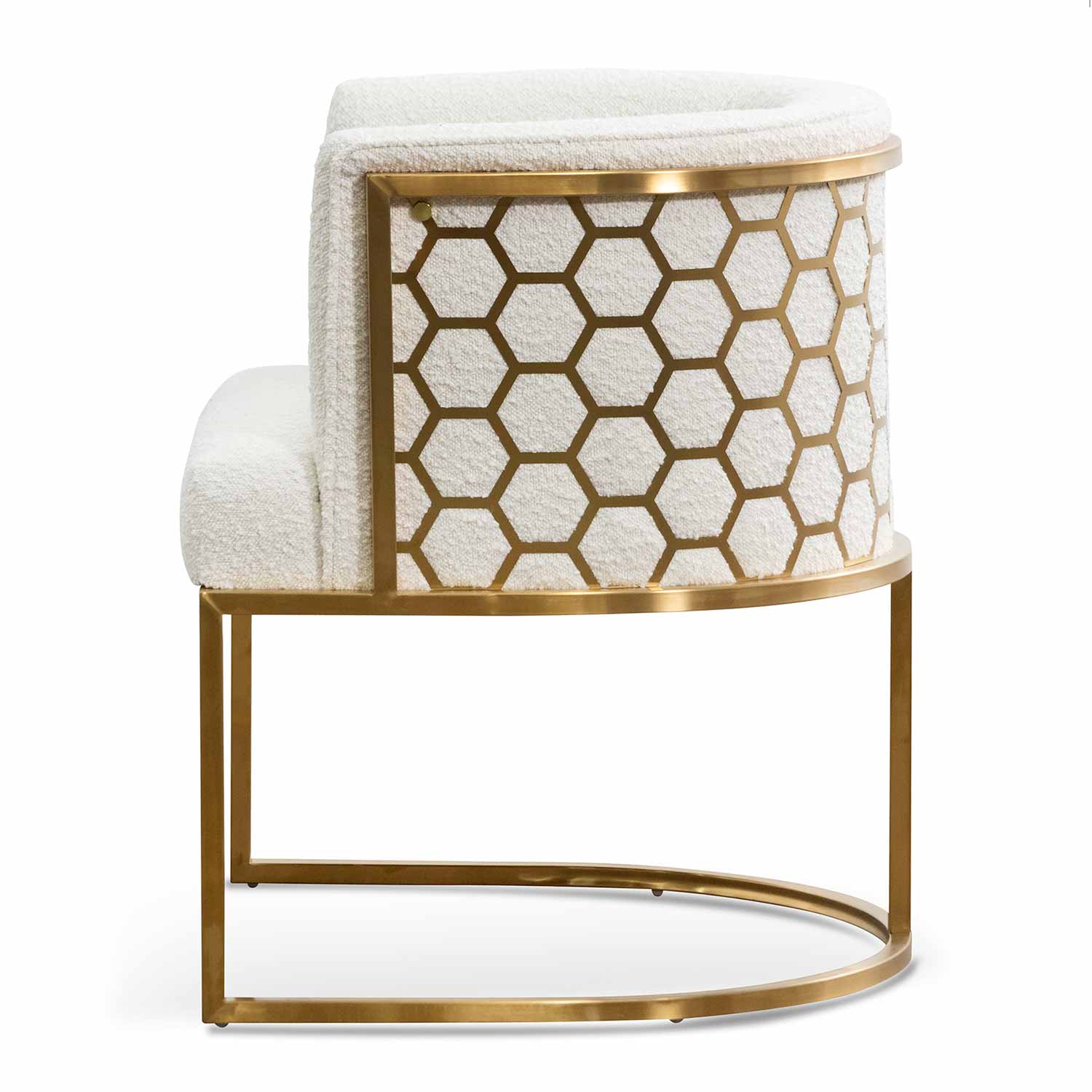CLC6673-BS Daisy White Boucle Lounge Chair - Brushed Gold - Image 5