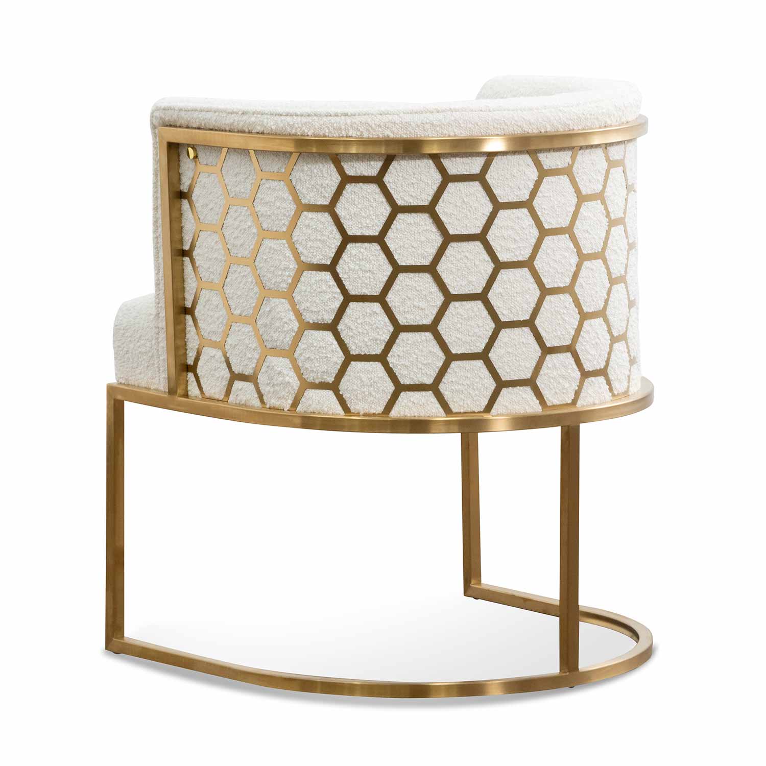 CLC6673-BS Daisy White Boucle Lounge Chair - Brushed Gold - Image 6