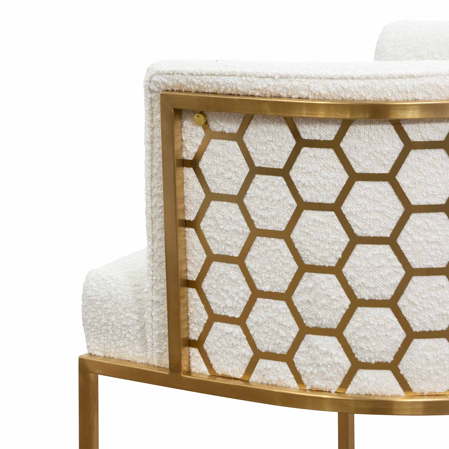 CLC6673-BS Daisy White Boucle Lounge Chair - Brushed Gold - Image 8