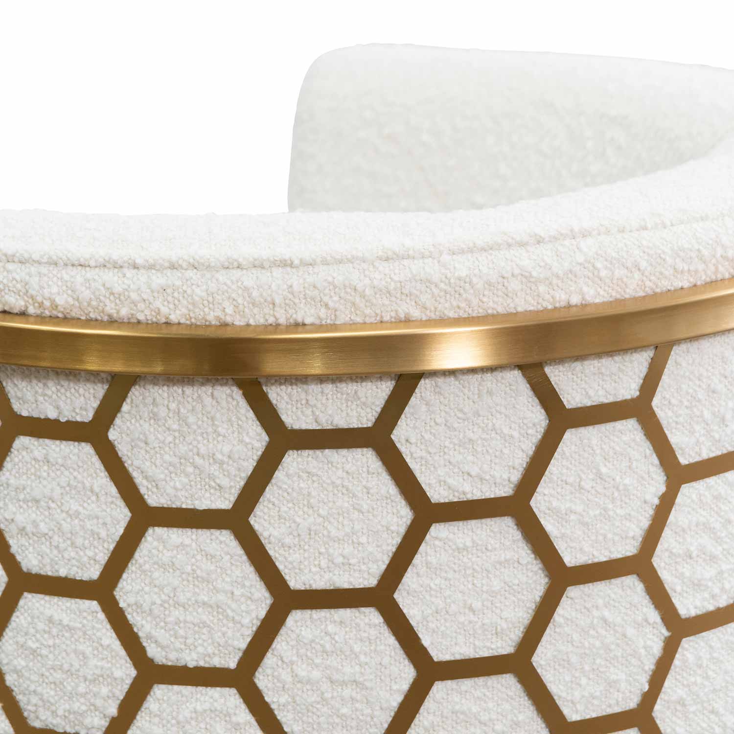 CLC6673-BS Daisy White Boucle Lounge Chair - Brushed Gold - Image 9