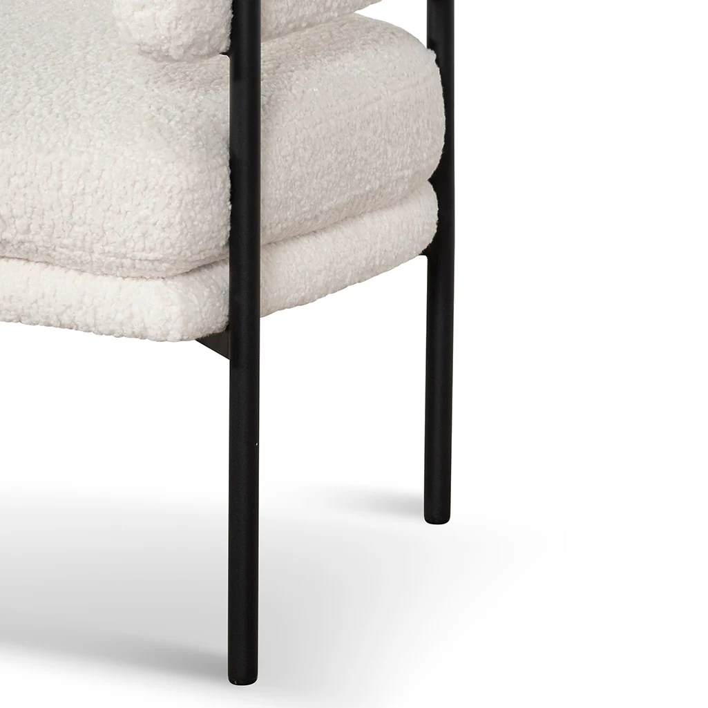 CLC6871-KSO - Ivory White Sherpa Armchair - Black Legs - Image 14