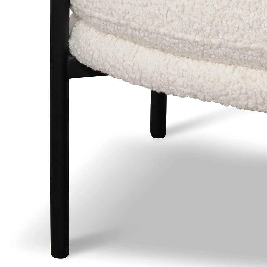 CLC6871-KSO - Ivory White Sherpa Armchair - Black Legs - Image 15