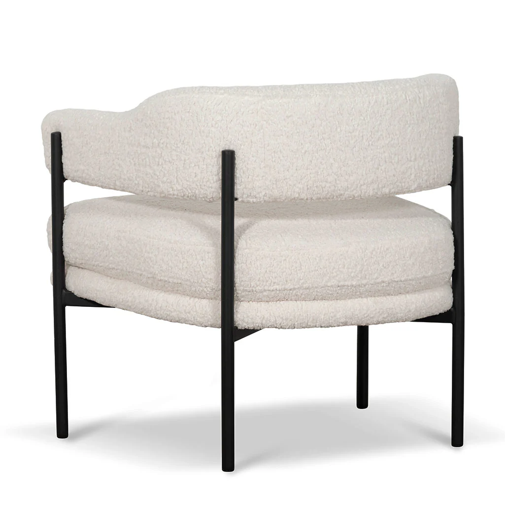 CLC6871-KSO - Ivory White Sherpa Armchair - Black Legs - Image 4
