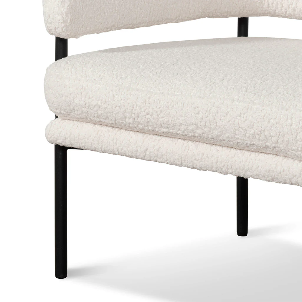 CLC6871-KSO - Ivory White Sherpa Armchair - Black Legs - Image 8