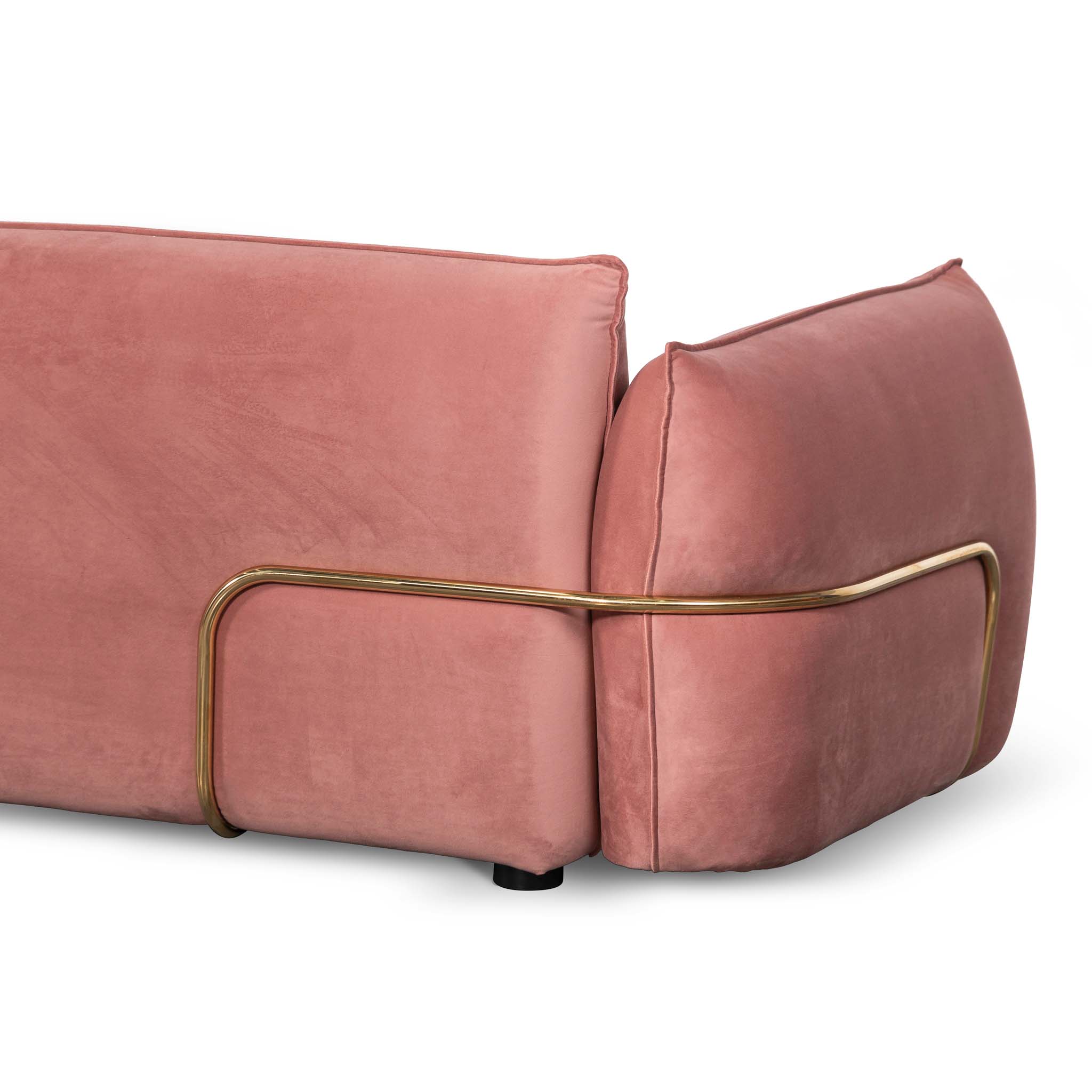 CLC8180-IG 3 Seater Sofa - Blush Pink Velvet With Brass Frame - Image 10