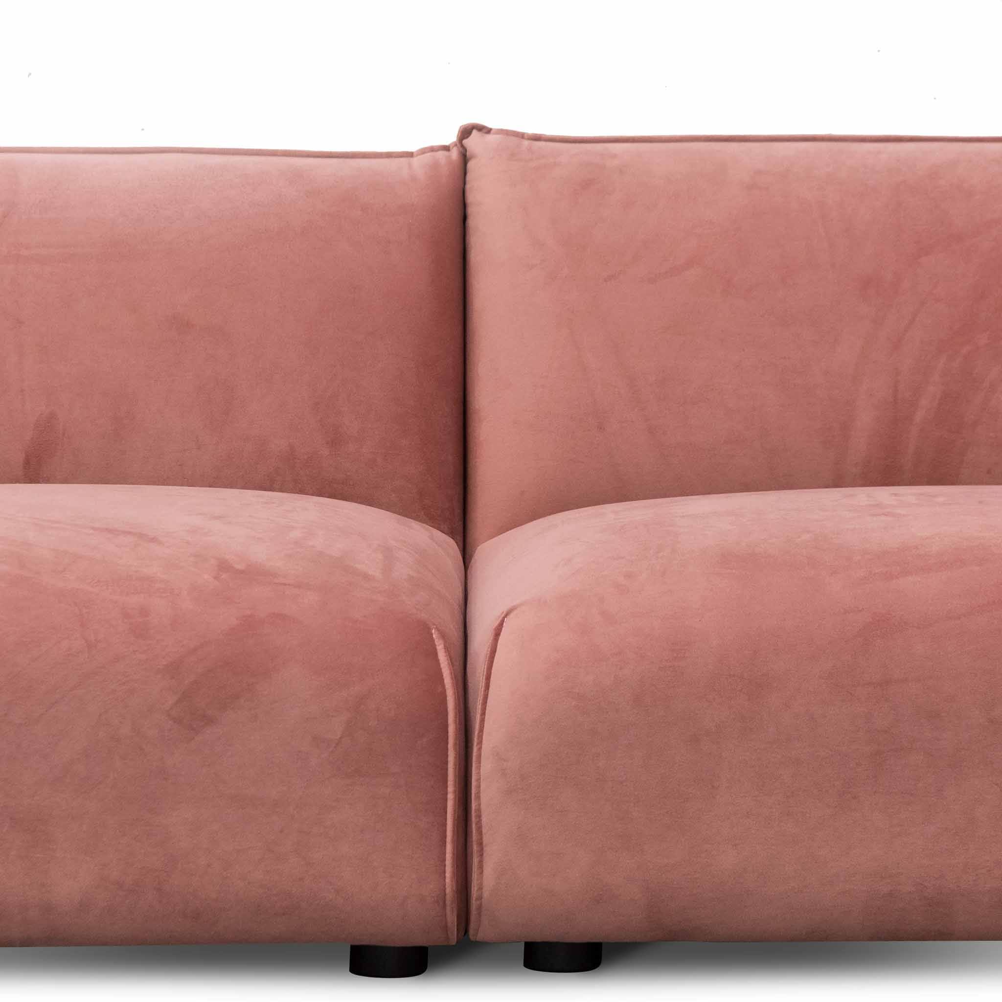 CLC8180-IG 3 Seater Sofa - Blush Pink Velvet With Brass Frame - Image 3