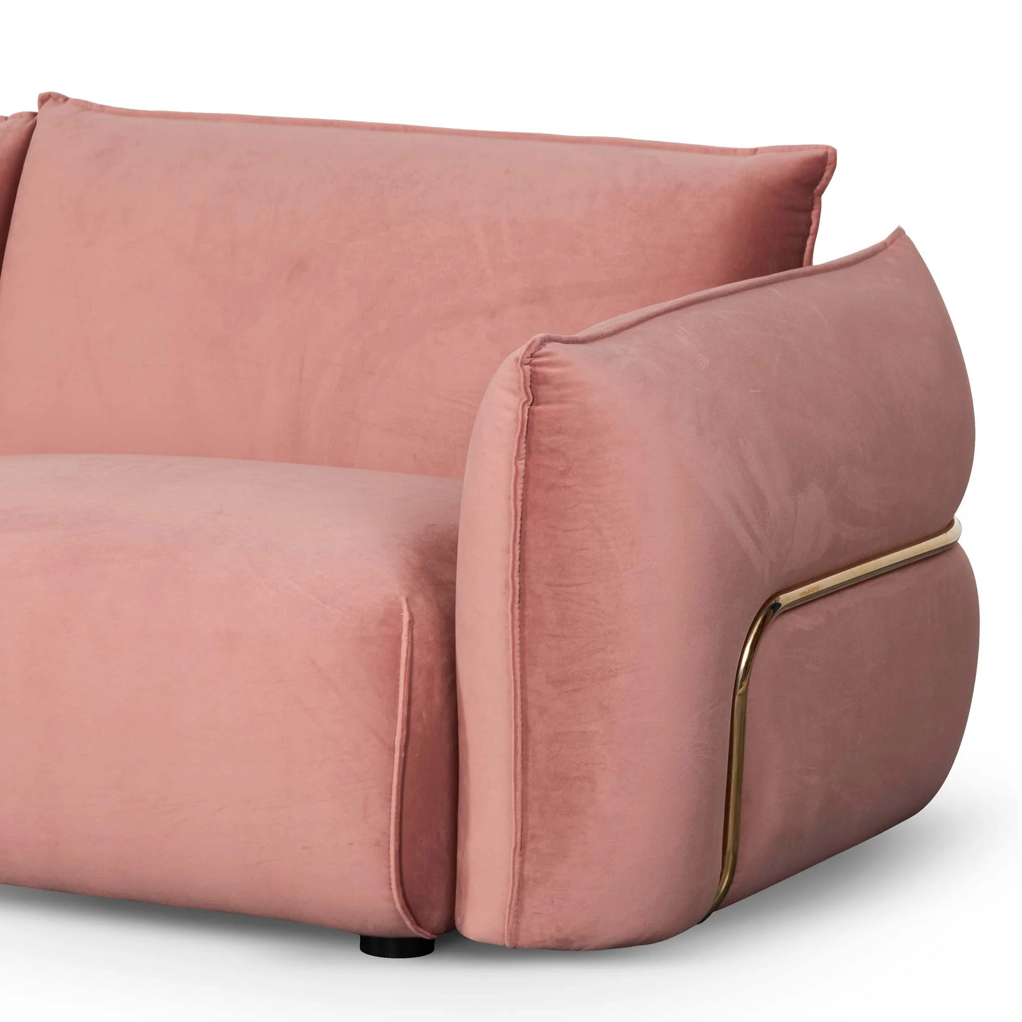 CLC8180-IG 3 Seater Sofa - Blush Pink Velvet With Brass Frame - Image 5