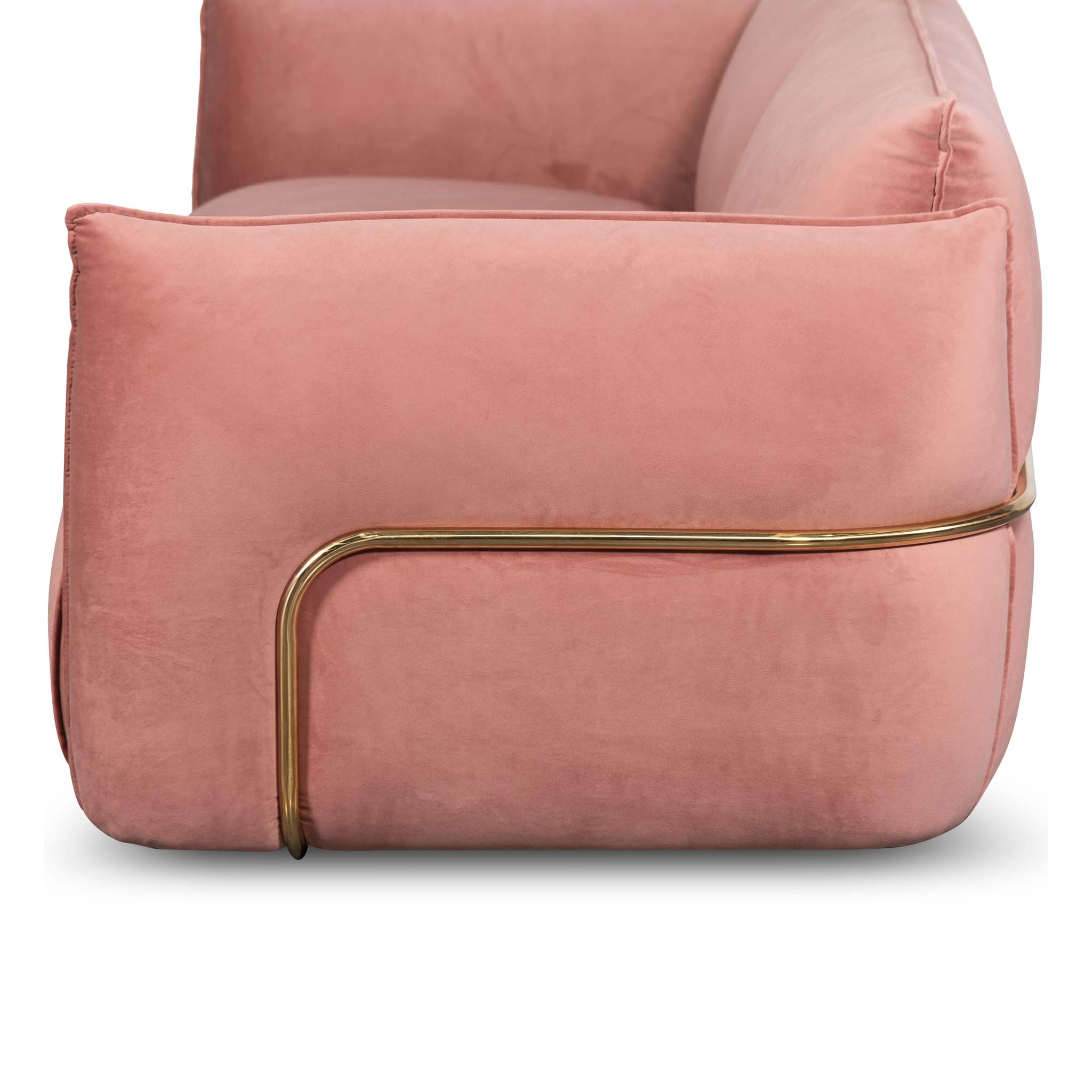 CLC8180-IG 3 Seater Sofa - Blush Pink Velvet With Brass Frame - Image 7