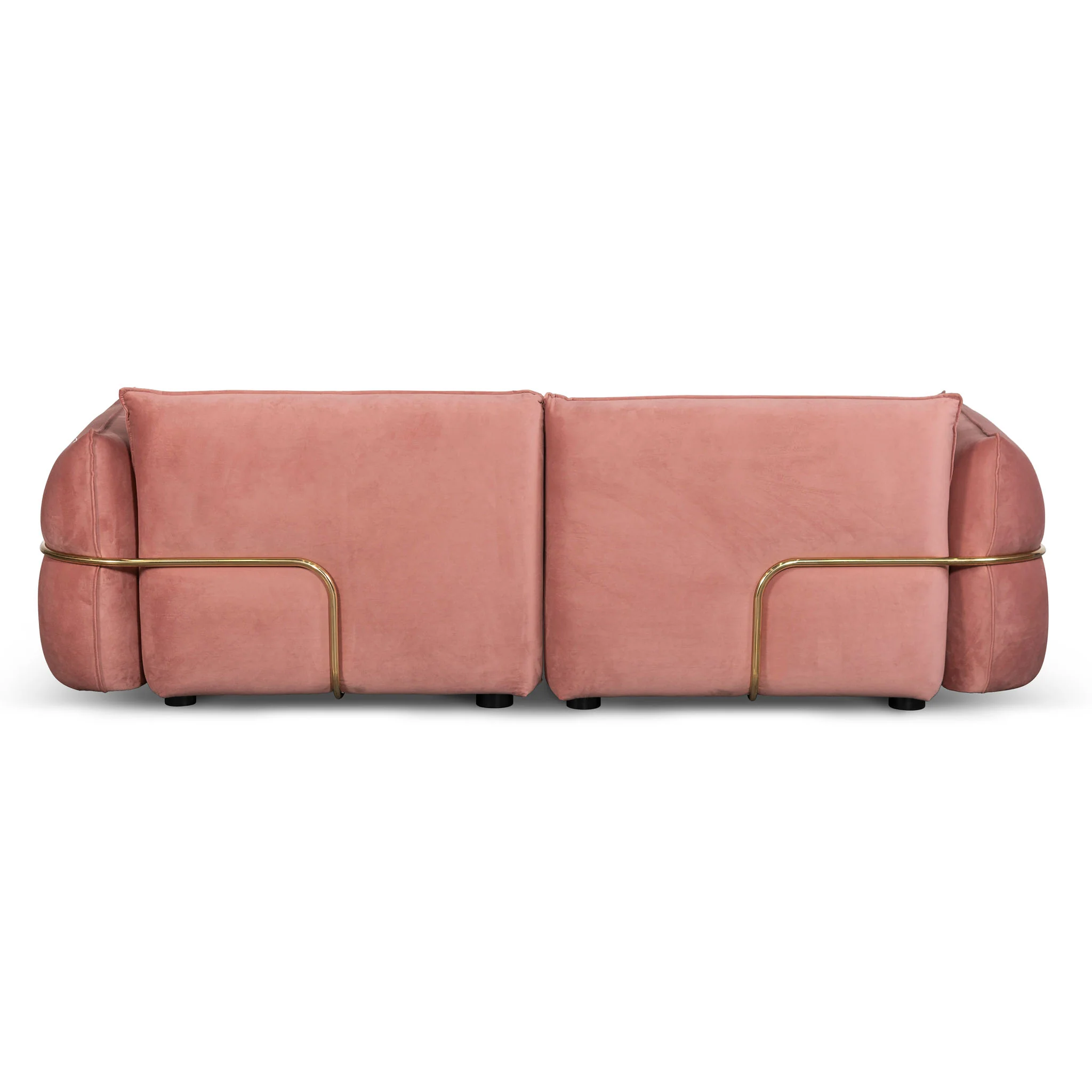 CLC8180-IG 3 Seater Sofa - Blush Pink Velvet With Brass Frame - Image 8
