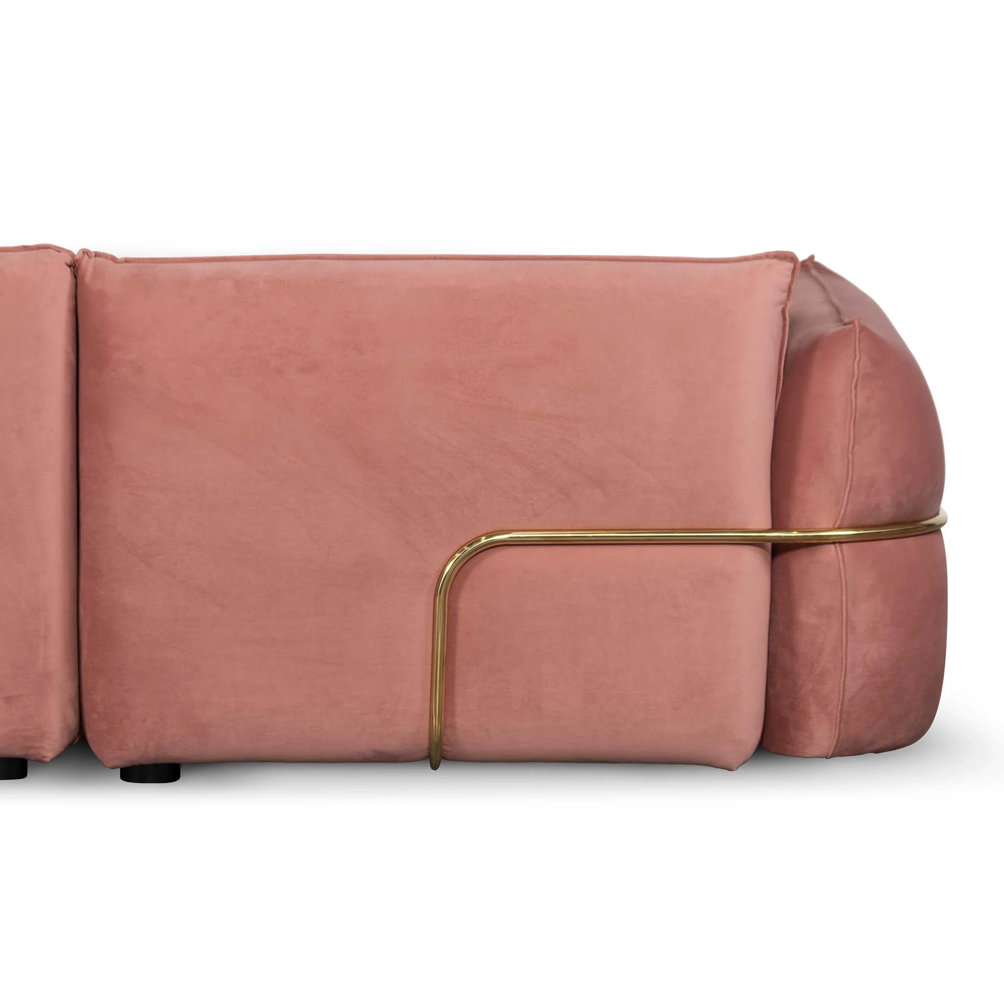 CLC8180-IG 3 Seater Sofa - Blush Pink Velvet With Brass Frame - Image 9