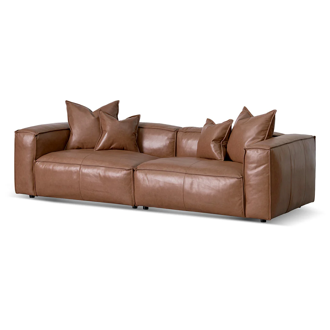 CLC8317-KSO 4 Seater Sofa with Cushion and Pillow - Caramel Brown - Image 3