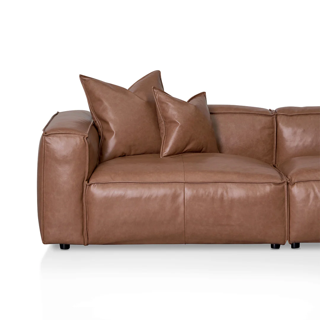 CLC8317-KSO 4 Seater Sofa with Cushion and Pillow - Caramel Brown - Image 4