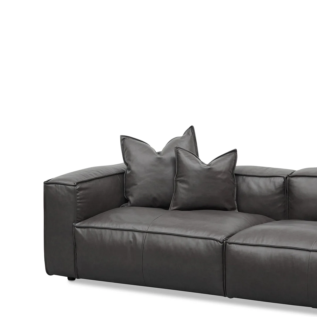 CLC8318-KSO 4 Seater Sofa with Cushion and Pillow - Shadow Grey Leather - Image 3