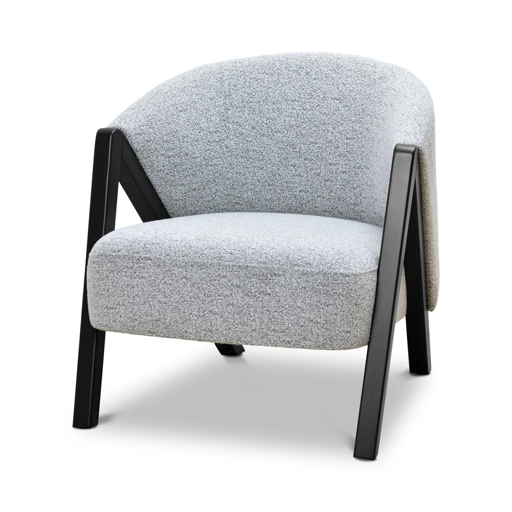 CLC8847-IG Fabric Armchair - Light Grey Fleck - Black Oak - Image 3
