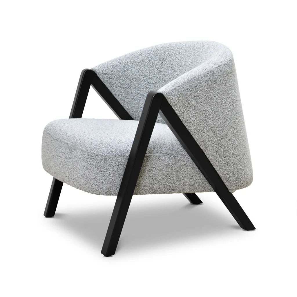 CLC8847-IG Fabric Armchair - Light Grey Fleck - Black Oak - Image 4