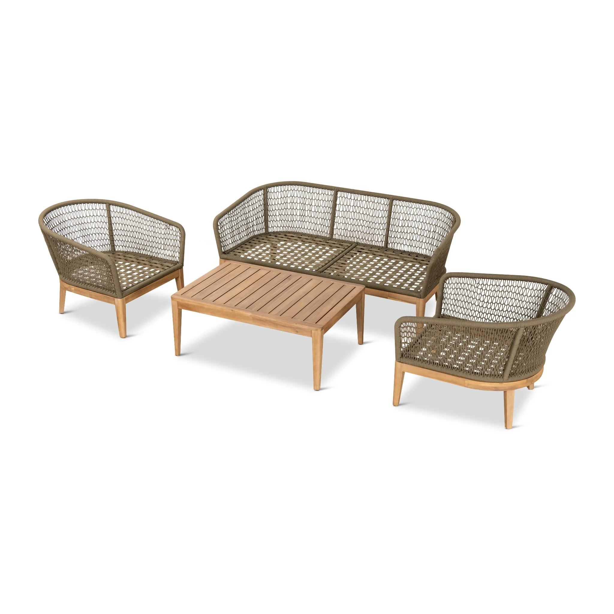 CLS10168-EM 4pcs Outdoor Lounge Set - Royal Stone Green - Image 4