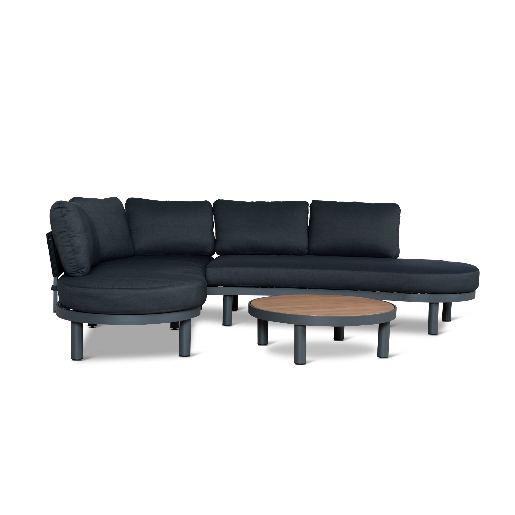CLS12166-EM 2pcs Outdoor Corner Lounge Set - Royal Dark Grey - Image 2