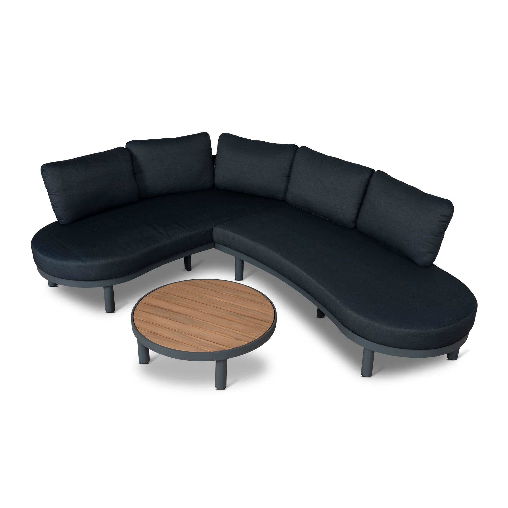 CLS12166-EM 2pcs Outdoor Corner Lounge Set - Royal Dark Grey - Image 3