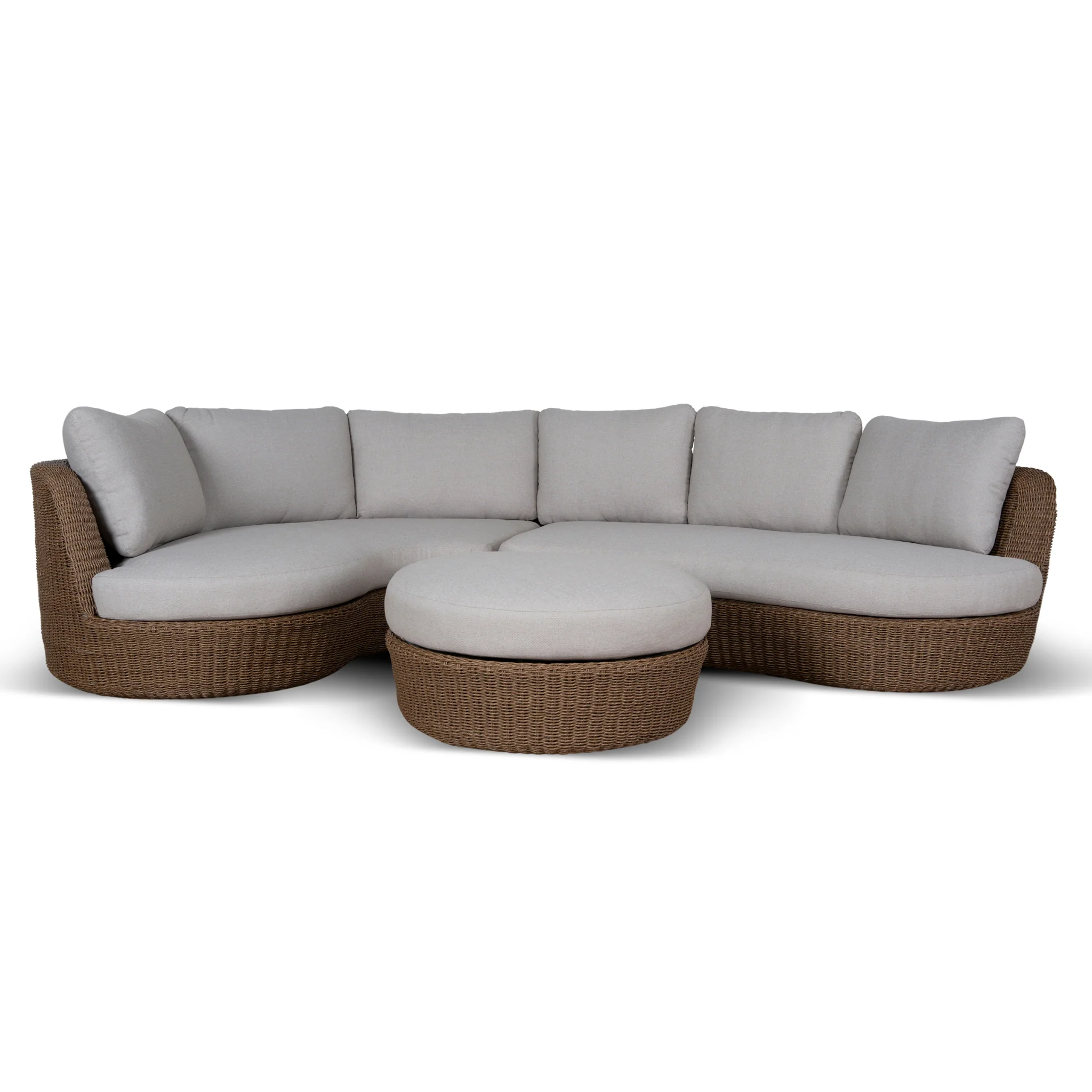 CLS12169-EM 2pcs Outdoor Corner Lounge Set - Light Brown - Image 2