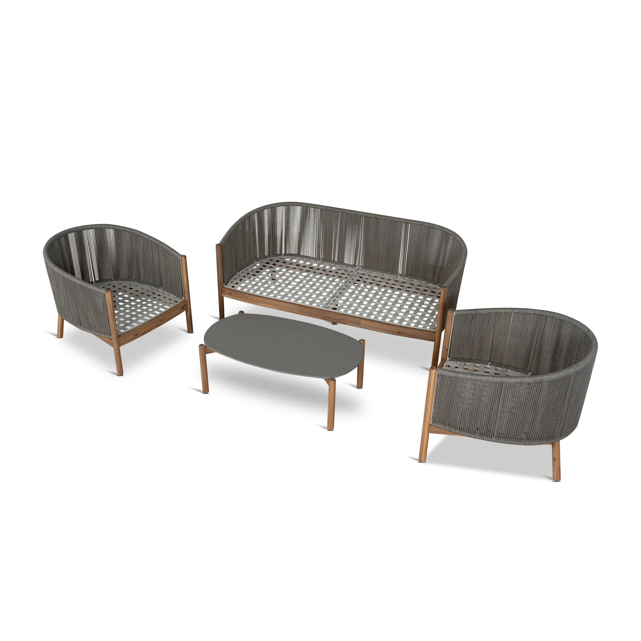 CLS12172-EM 4pcs Outdoor Lounge Set - Light Brown - Image 4