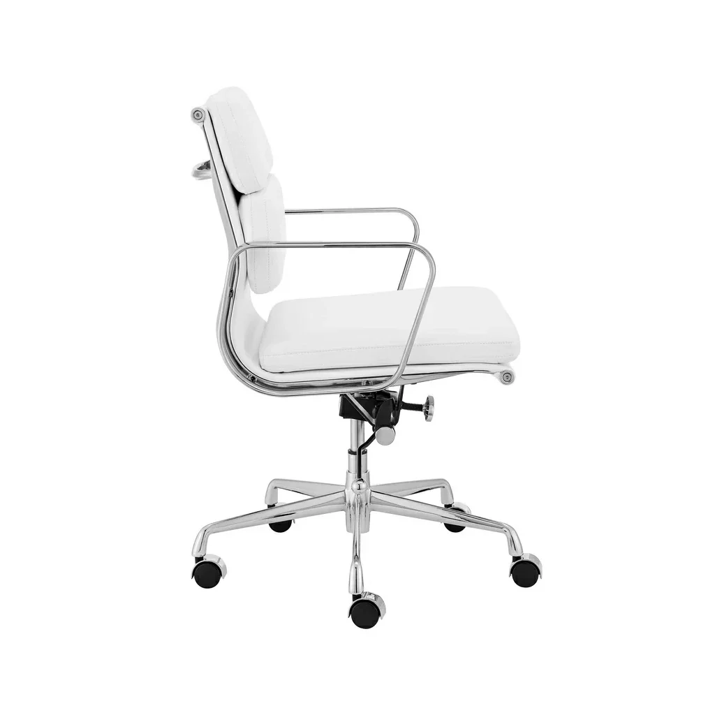 COC103W Low Back Office Chair - White Leather - Image 3
