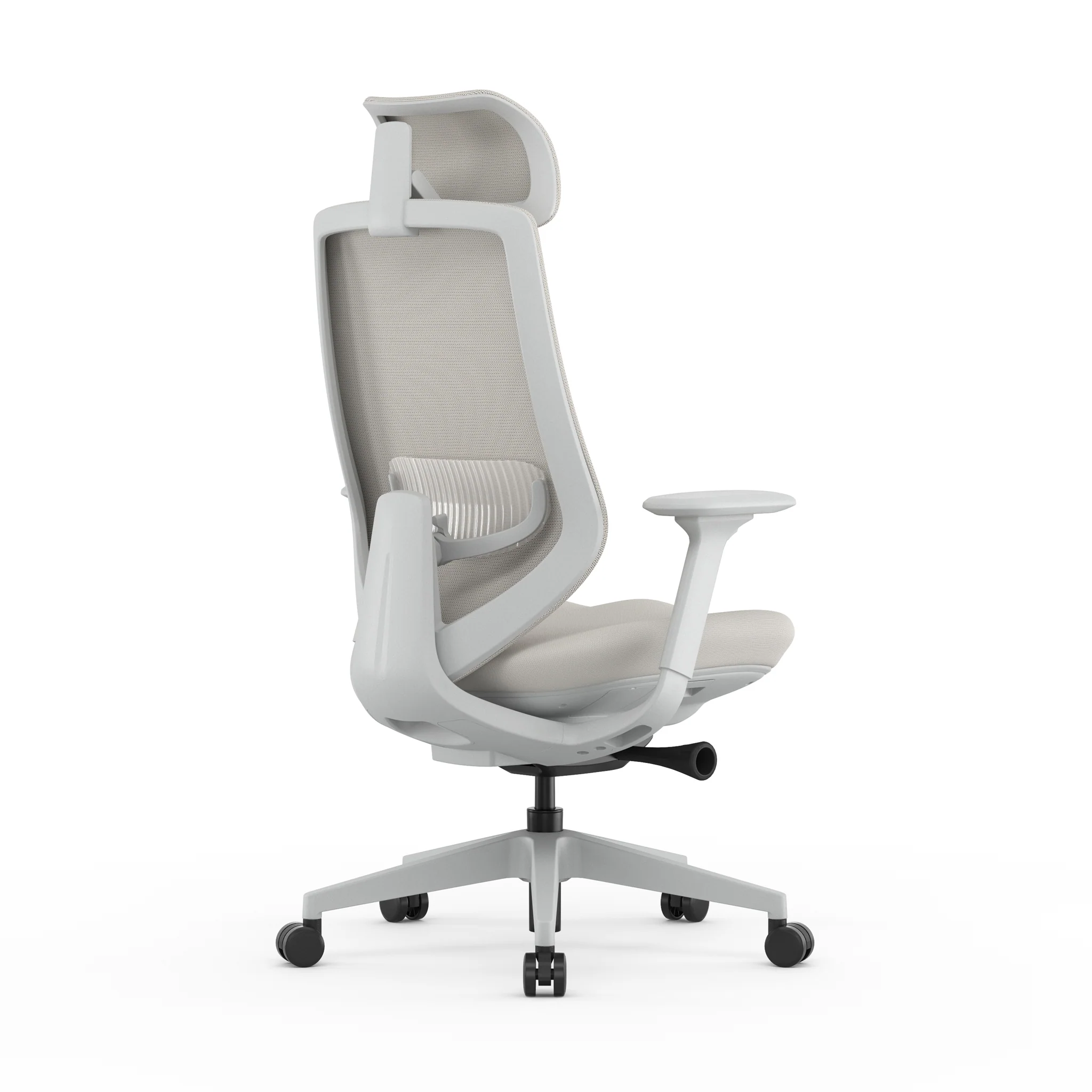 COC12626-AV Mesh Office Chair - Light Grey with Headrest - Image 4