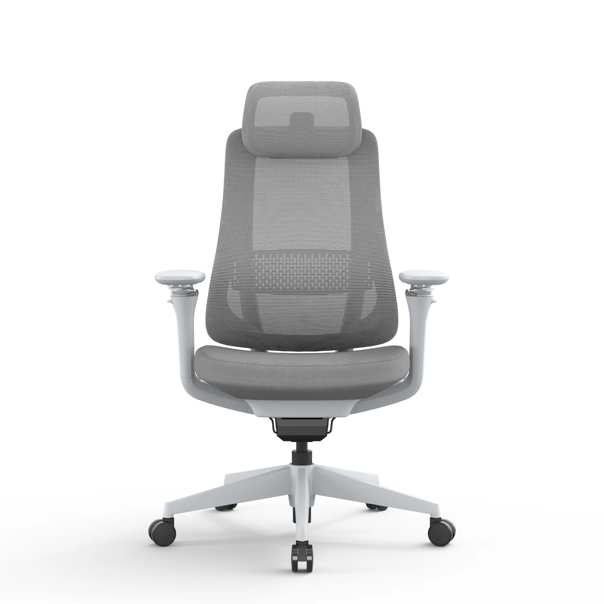 COC12632-AV Mesh Office Chair - Light Grey with Headrest - Image 2