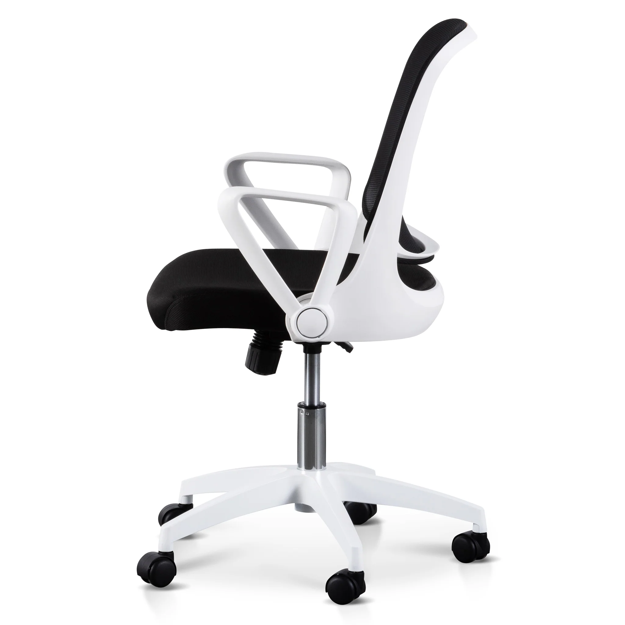 COC6190-LF Black Office Chair - White Arm and Base - Image 3