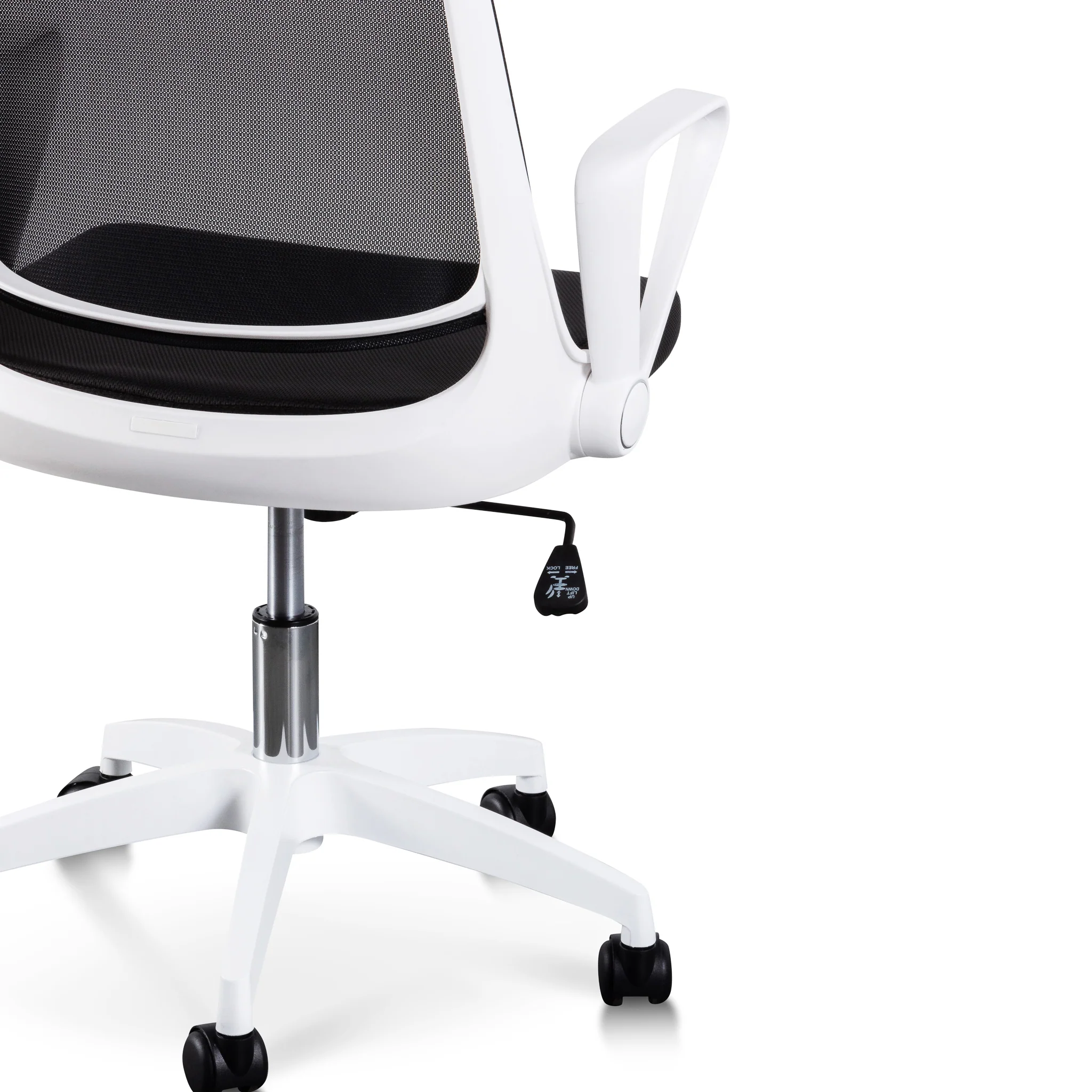 COC6190-LF Black Office Chair - White Arm and Base - Image 6