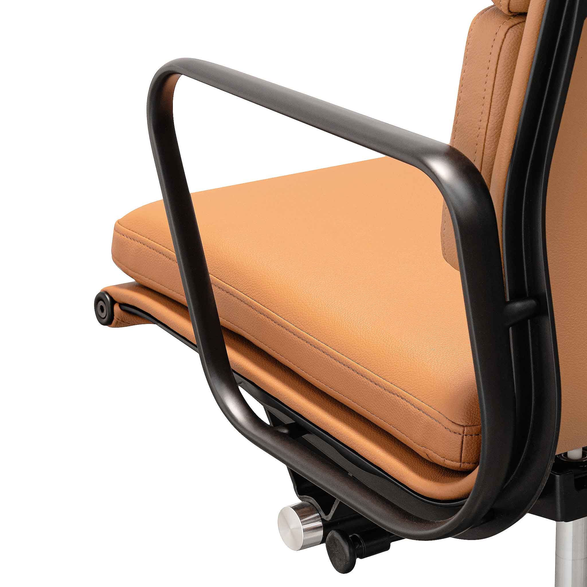 COC6404-YS Low Back Office Chair - Saddle Tan in Black Frame - Image 11