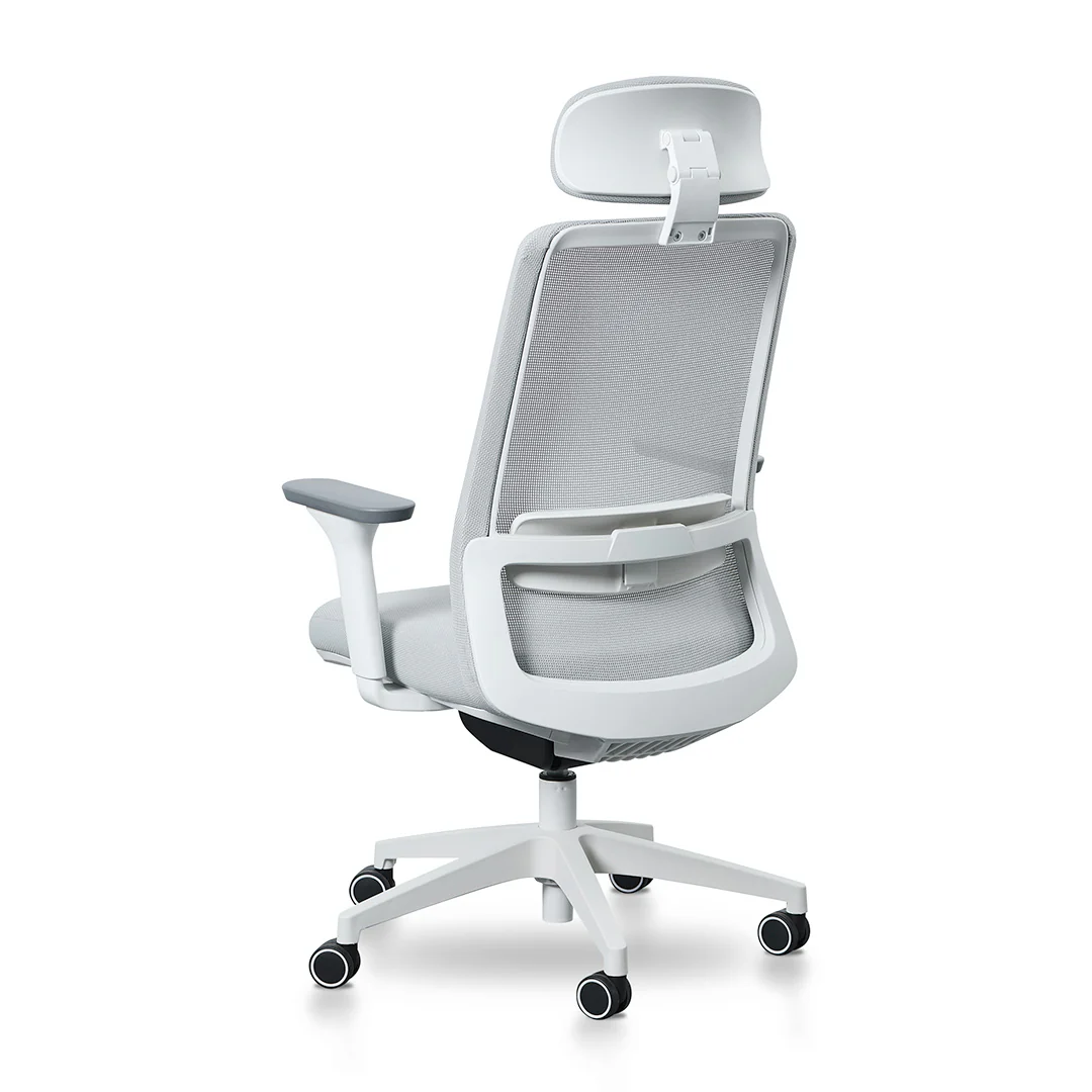 COC8505-LF Mesh Office Chair - Cloud Grey with White Base - Image 10