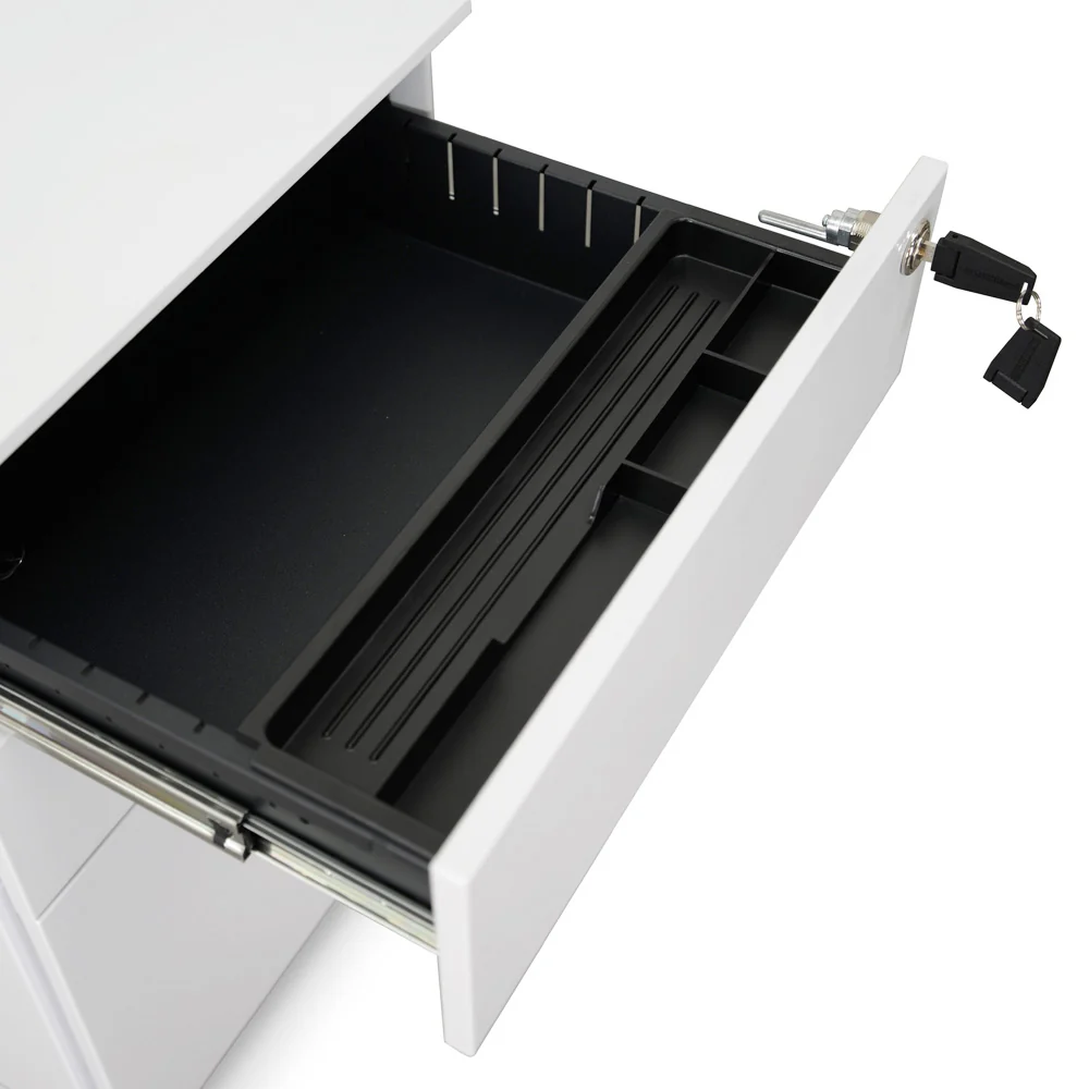 COF2170-SN 3 Drawers Mobile Pedestal - White - Image 10