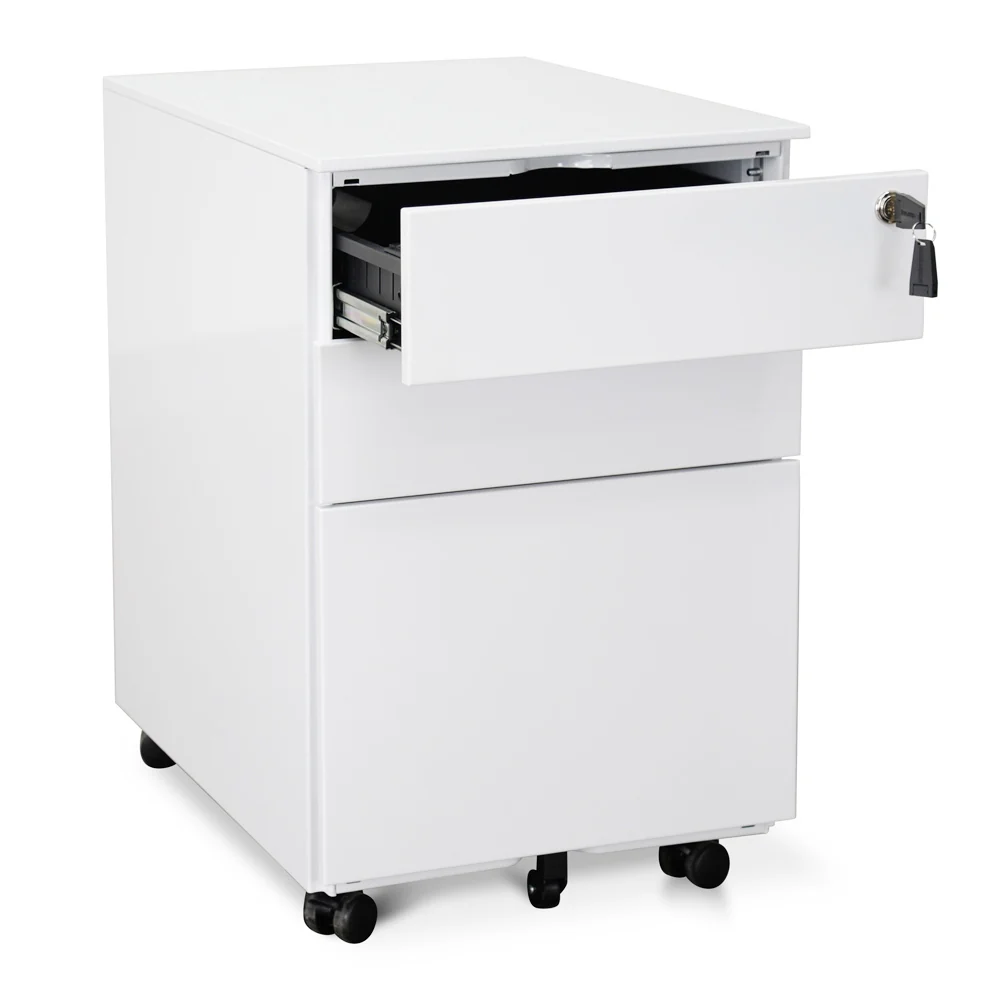 COF2170-SN 3 Drawers Mobile Pedestal - White - Image 3