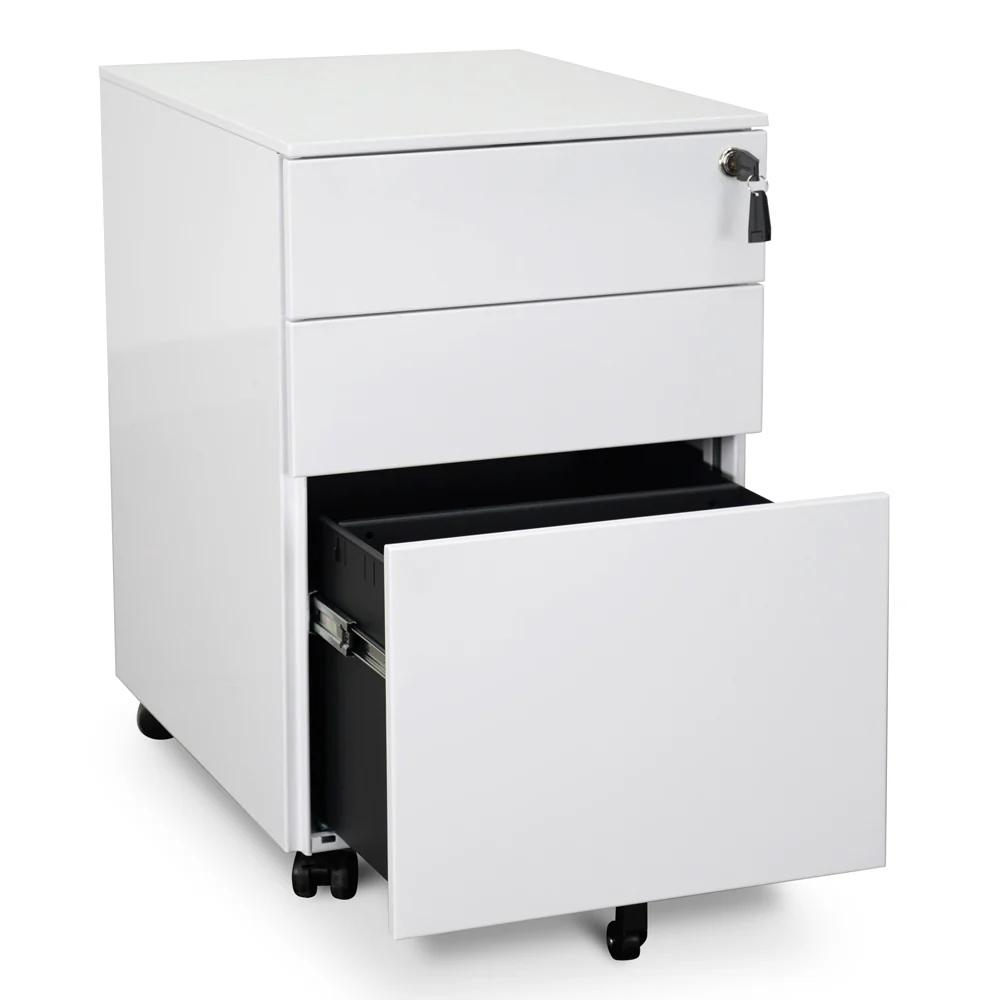 COF2170-SN 3 Drawers Mobile Pedestal - White - Image 5