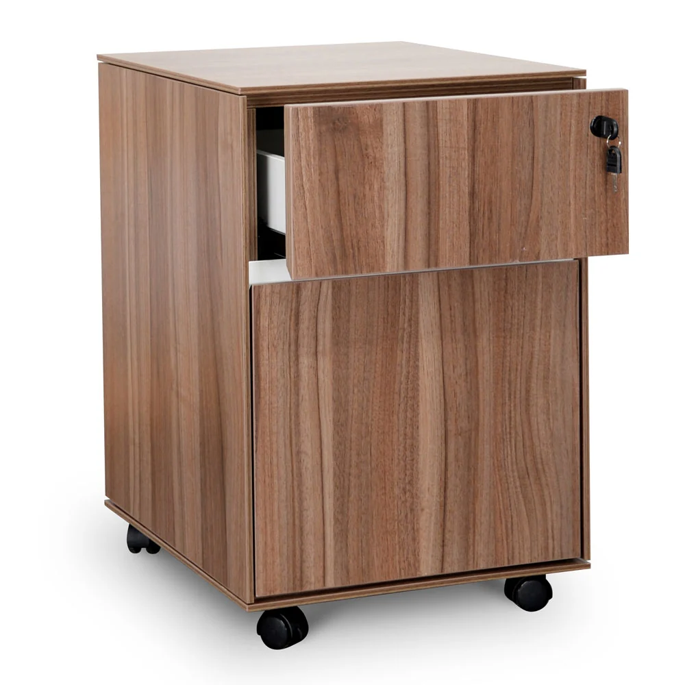 COF294 2 Drawer Mobile Pedestal - Walnut - Image 3