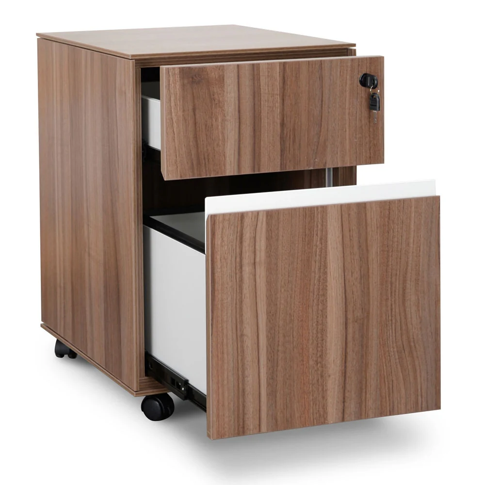 COF294 2 Drawer Mobile Pedestal - Walnut - Image 4