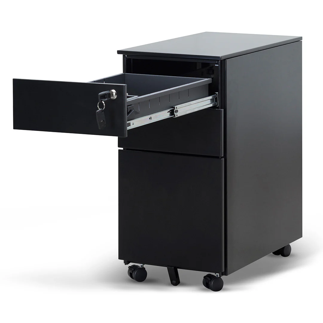 COF8126-SN 3 Drawers Slim Mobile Pedestal - Black - Image 3