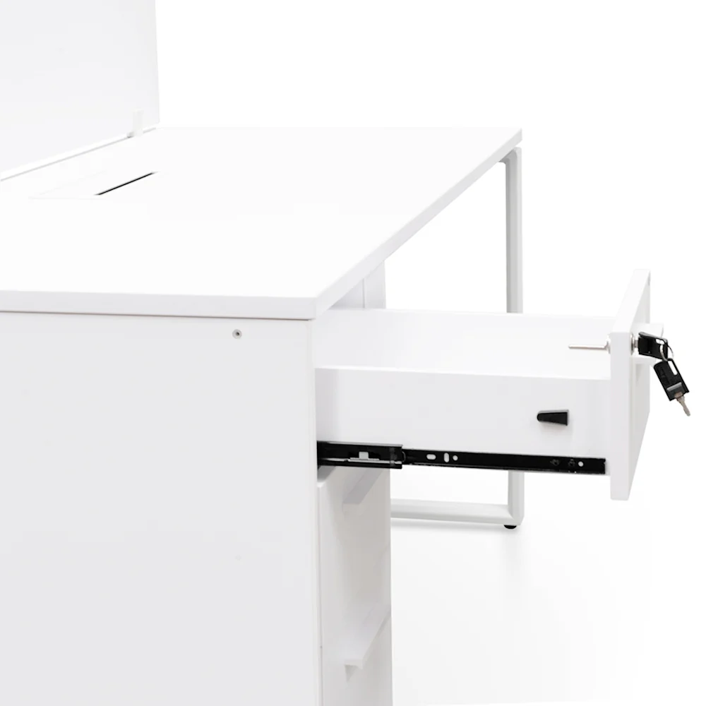 OT092-SN-OT088 2 Seater 160cm Office Desk  With Privacy Screen - White - Upgraded Legs - Image 4