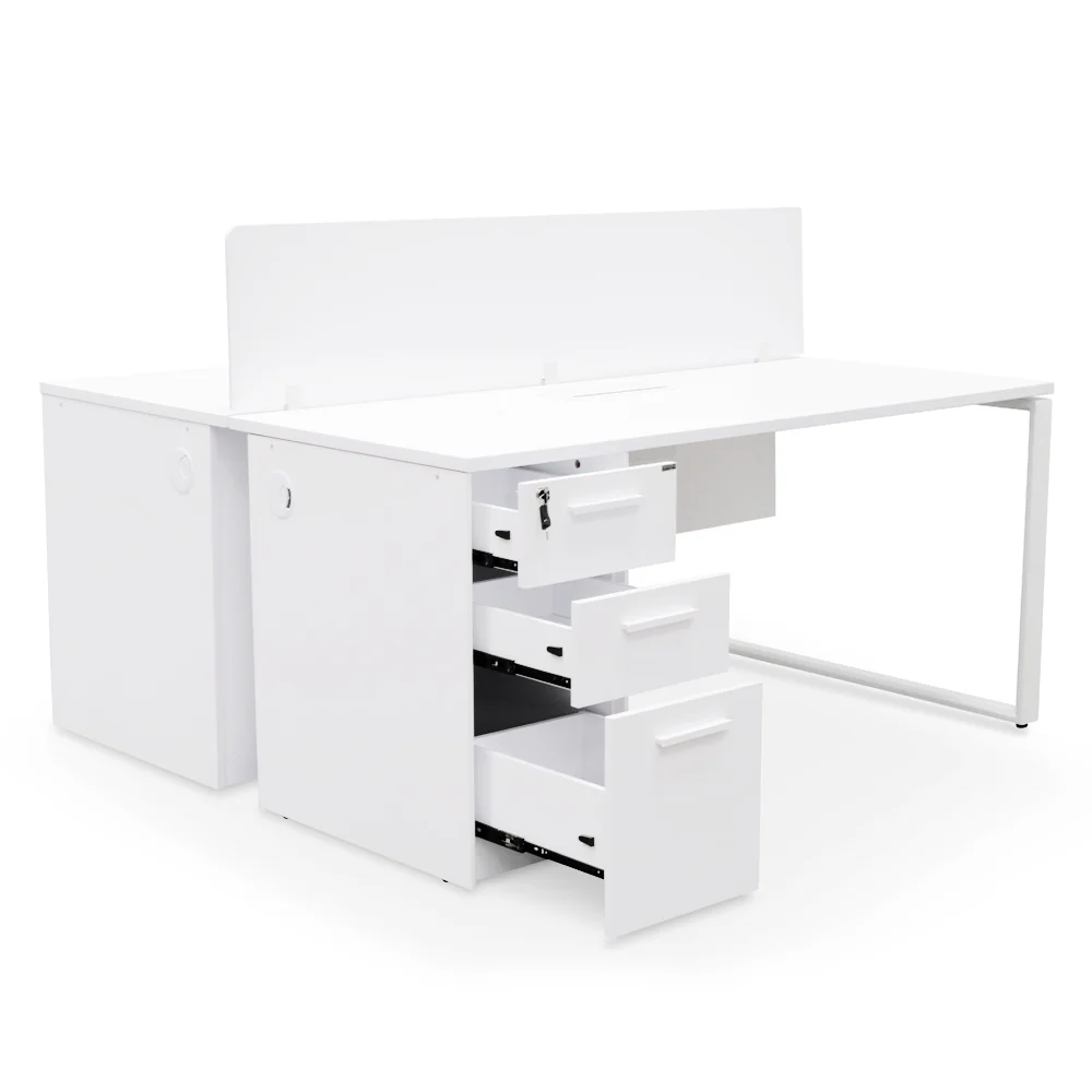 OT092-SN-OT088 2 Seater 160cm Office Desk  With Privacy Screen - White - Upgraded Legs - Image 5
