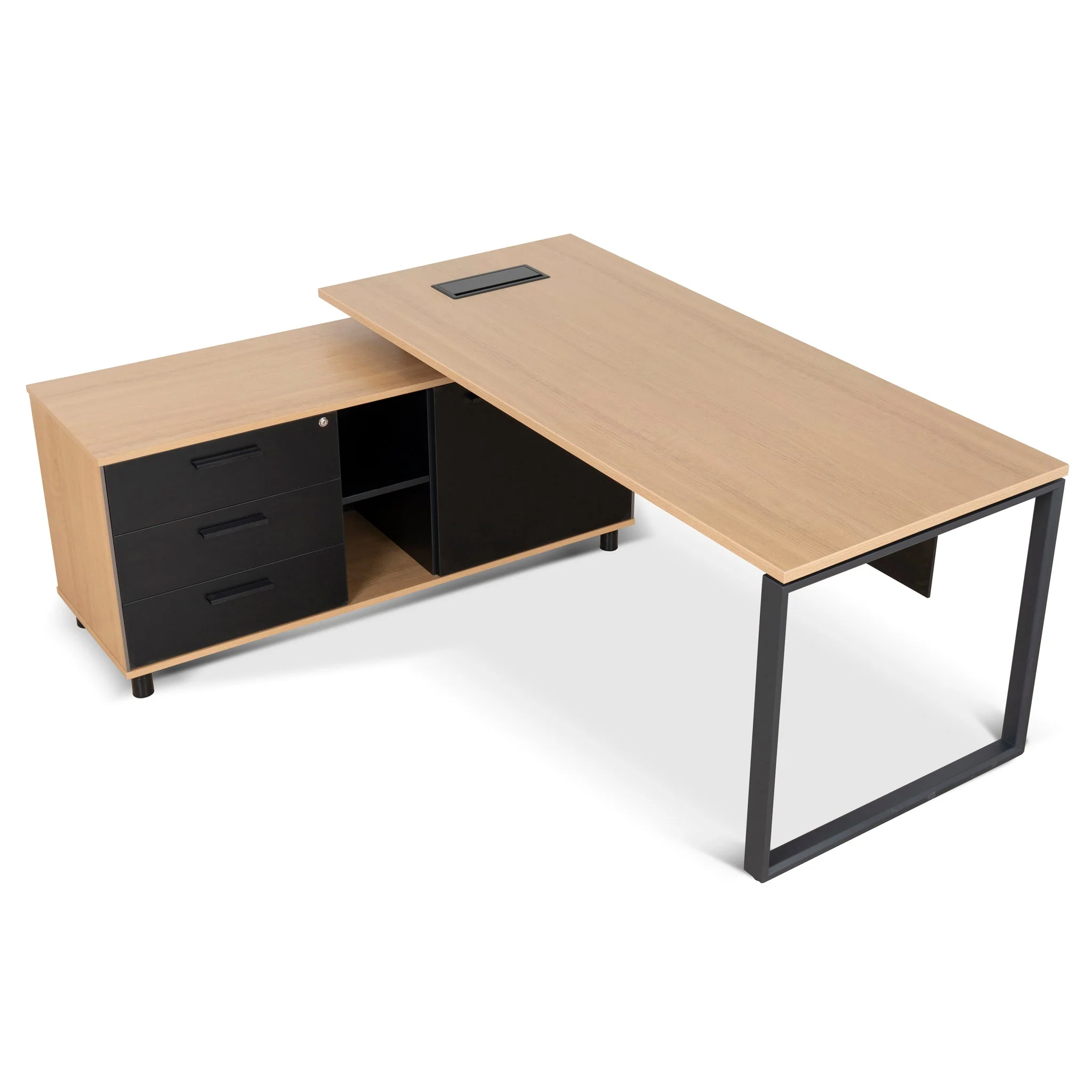 COT10186-SN 1.8m Executive Desk Left Return with Black Legs - Natural - Image 3