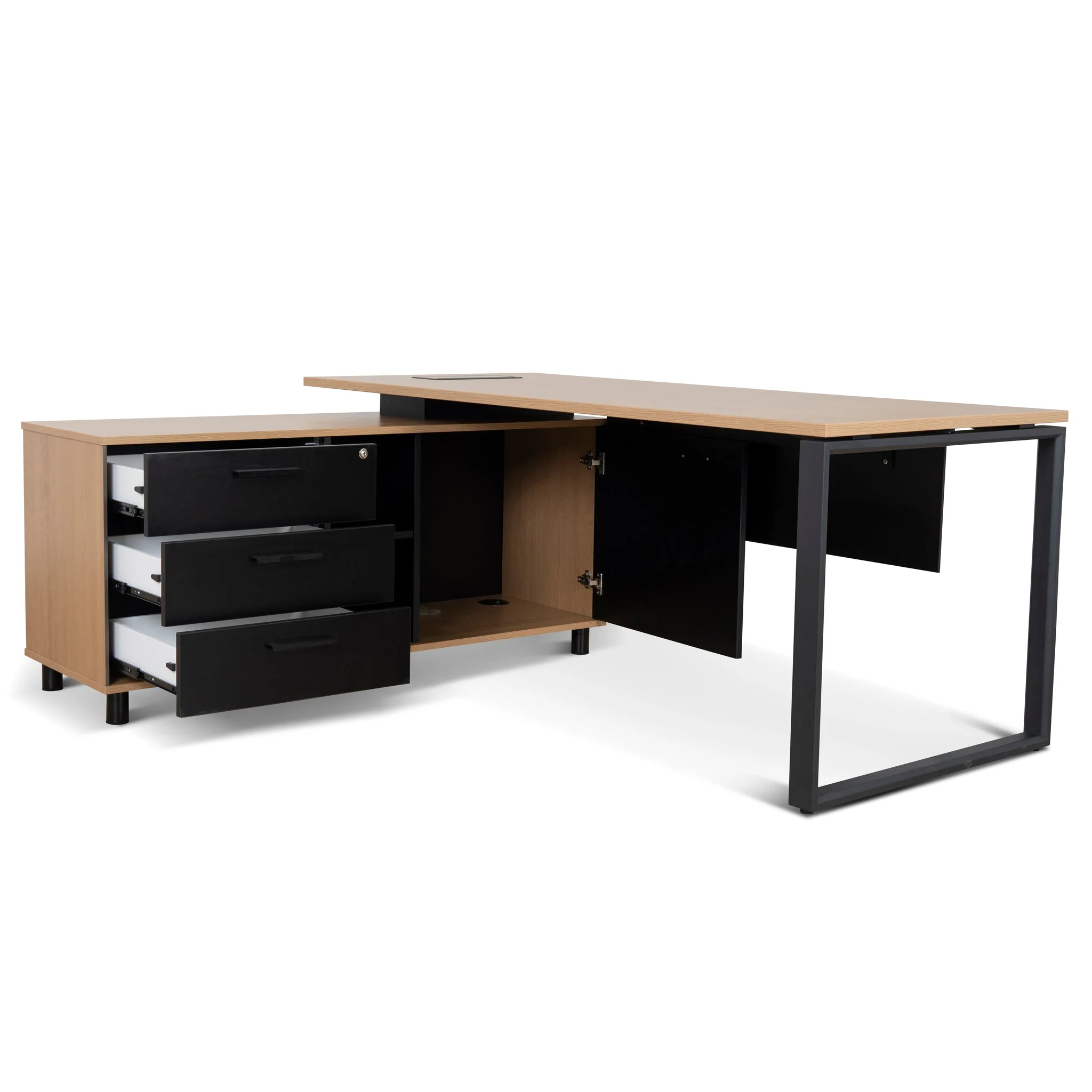 COT10186-SN 1.8m Executive Desk Left Return with Black Legs - Natural - Image 4