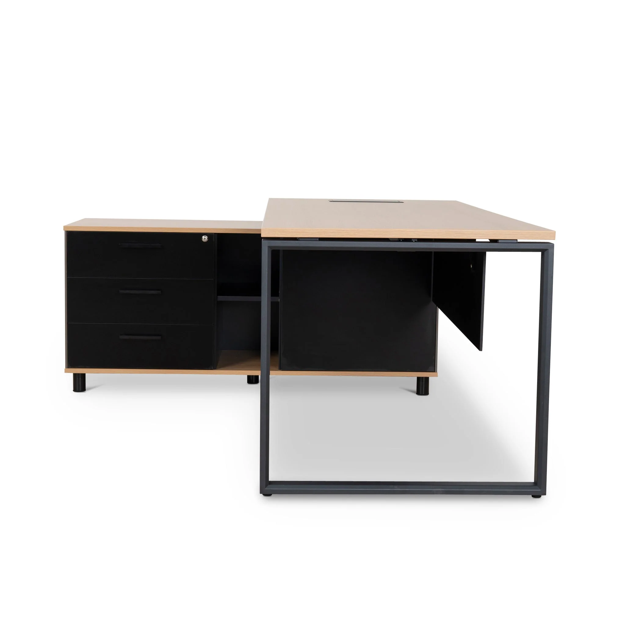 COT10186-SN 1.8m Executive Desk Left Return with Black Legs - Natural - Image 5