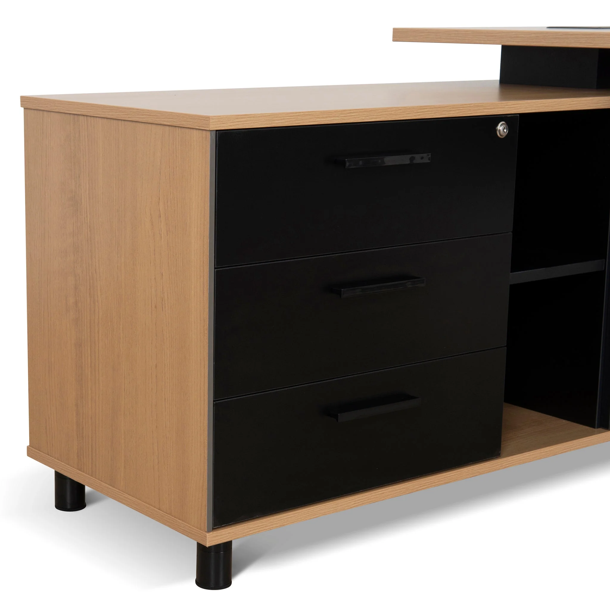 COT10186-SN 1.8m Executive Desk Left Return with Black Legs - Natural - Image 8